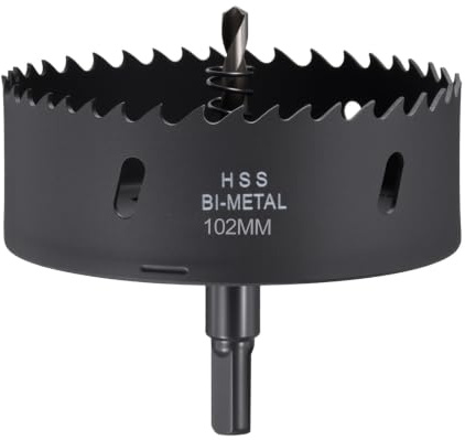 CoCud 4 102mm Hole Saw M42 Bi-Metal Hole Cutter for Metal Black | Hex Shank Drill Bit with Spring Cutting Tool for Thick Board Alloy Steel Plate
