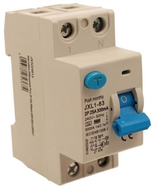 RCCB Interruttore Differenziale Puro Tipo F 25A, 1P+N, 2 Moduli DIN, 300mA, 6000A, AC 230V, IP20