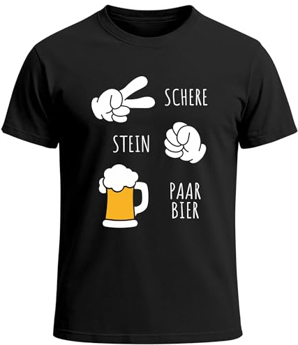 MoonWorks® Herren T-Shirt für das Oktoberfest Schere Stein Paar Bier Fun-Shirt Trachtenshirt Bierfest Outfit Statement Spruch Saufen lustig