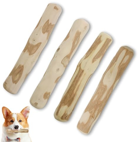 HERKINDNESS Kaffeeholz für Hunde 4 Stück, Kauholz Welpen Kauspielzeug 14cm | Natürliches Kaffeeholz Kauholz für kleine Hunde und Welpen, polierte Oberfläche zum Kauen, Spielen und Beschäftigen geeignet