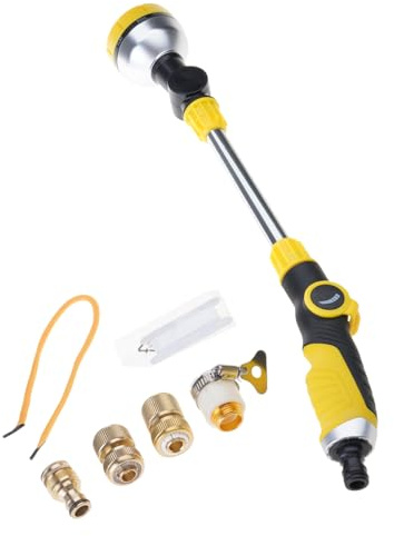 Long Garden - Asta per tubo flessibile con 5 adattatori, 8 modelli di spruzzo e controllo del flusso di pollice, per irrigazione e pulizia