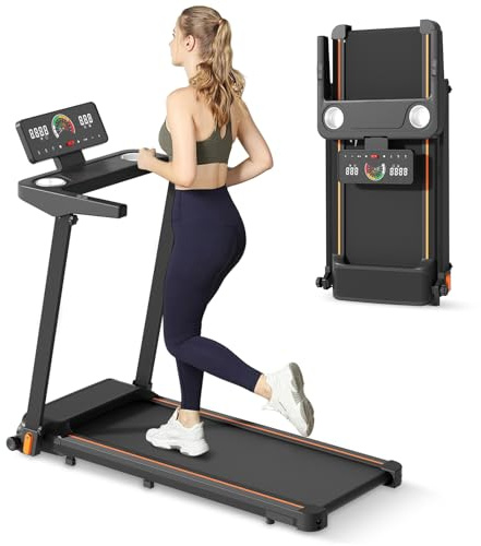 Löpband för hemmet, vandringsled, 1–12 km/h, hopfällbara löpband, elektriska löpband med 3,0 hk tyst elmotor, bred, 40 cm slitbana, LED-display, upp till 180 kg