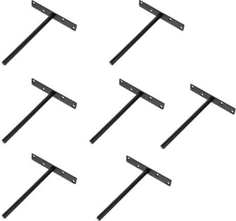 SEWACC 7 Pezzi Supporti Nascosti per Mensole Galleggianti Nero Staffe Heavy Duty per Mensole in Legno Fissaggio Invisibile da Parete per Scaffali Resistenti e Salvaspazio