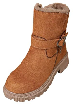 Scarpe Donna Invernale Doposci Ragazzo Scarponi da Neve Stivaletti Beige Eleganti Comode Stivali Invernali Ortopedici Antiscivolo Alti al Ginocchio Flock Marrone 40