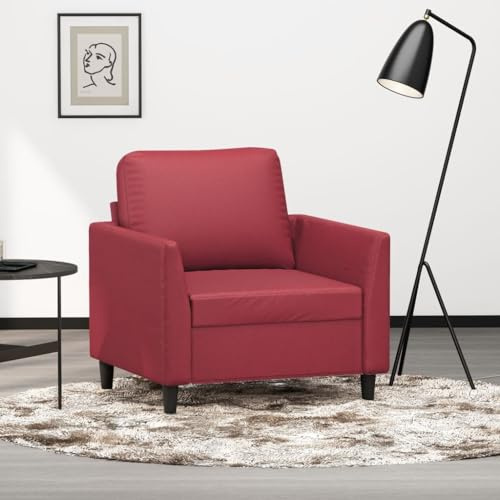 Hoopleep Loungesessel Weinrot 60 cm, strapazierfähiges Kunstleder, Metallgestell, 110 kg Tragkraft, bequemer Polstersessel für Wohnzimmer, Schlafzimmer