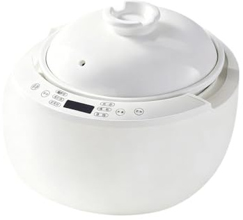 Pentola Elettrica in Argilla Viola Salutare, con Timer e Multifunzione, per Zuppe, Cottura a Vapore e Stufati – Elettrodomestico Ideale per la Cucina Familiare.(White,5L)