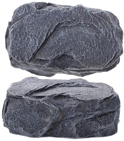 GARIOUANS Caja de Llaves Oculta de Resina Diseño de Piedra Falsa Realista, y Resistente al Exterior, 2 Unidades Pequeñas para Esconder Llaves en Jardín y Geocaching