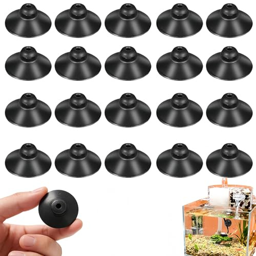 Aquarium Saugnäpfe 20 Stück – Gummisaugnäpfe für Aquarien Zubehör Ø28mm Schwarz – Stark haftend & wiederverwendbar für Luftschläuche, Filterhalterung, Aquarium Innenfilter, Süß- & Salzwasserbecken
