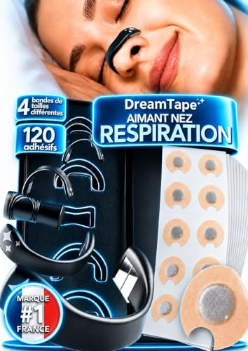 DreamTape® Bande Nasale Magnétique Premium – 4 Écarteurs Nasaux en Silicone + 120 Patchs Magnétiques – Kit de Bandes Nasales Magnétiques pour Respiration du Nez – Anti Ronflement Nez – 60 Nuits