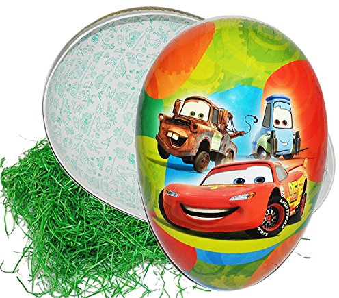 alles-meine.de GmbH 2 TLG. Set: Ostergras + XXL - Füll - Pappei 35 cm groß Cars Lightning McQueen Auto - Osterei/Ei zum befüllen - Deko Pappe Papp Pappeier Dekoei Pappostereier..