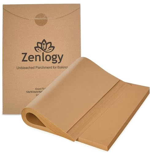 Zenlogy 12x16 Parchment Paper, 500 Sheets, Pre-Cut, Fits Half Sheet Pans