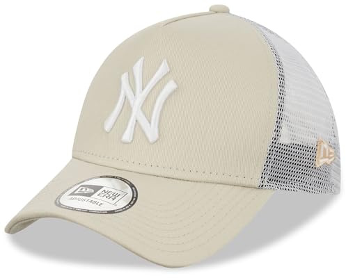 New Era New York Yankees MLB League Essential Beige Blanco A-Frame Gorra de Camionero Ajustable