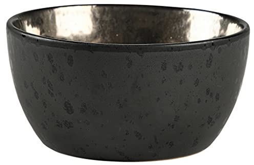 BITZ Schüssel, Schale, Müslischale, Snackschale aus Steingut, 14 cm im Durchmesser, Schwarz/Bronze