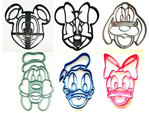THEMED MAGICAL MOUSE AND FRIENDS FACE SET OF 6 COOKIE CUTTERS MADE IN USA PR1569