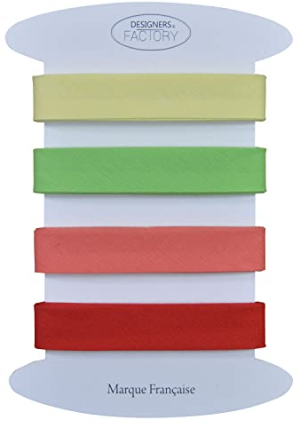 Set von 4 einfarbige Schrägband - Mehrere Farben erhältlich - 2 Meter pro Farbe - Schrägband aus Baumwolle in sehr guter Qualität (Set A)