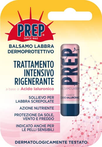 Prep, Balsamo Labbra Trattamento Intensivo Rigenerante, a Base di Acido Ialuronico, Burro di Karité e Olio di Cocco, per Labbra Screpolate e Pelli Sensibili, Azione Nutriente, Formato 4.8g