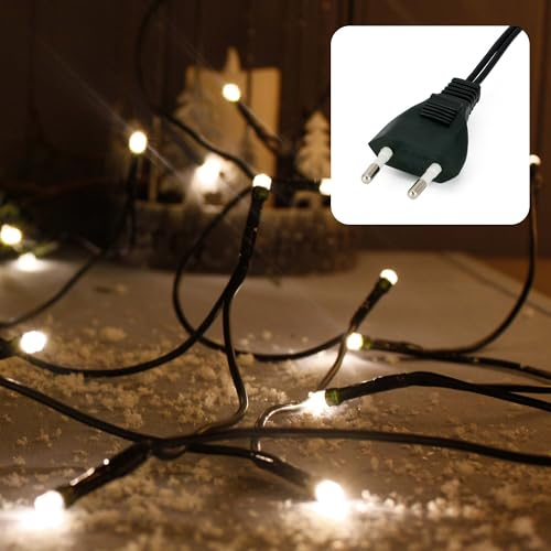 hellum Lichterkette 10 LED, 1,35m Länge, Lichterkette innen, klassisch warmweiß, <59lm, grün mit Stecker, für Weihnachtsbaum 579123