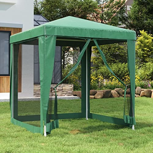 HOMIUSE Partyzelt mit 4 Mesh-Seitenwänden Pavillon Faltpavillon Grillpavillon Gartenpavillon Gartenlaube Verkaufsstand Party Zelt Groß Bierzelt Faltzelt Grill Pavillions Klappbar Grün 2x2 m HDPE