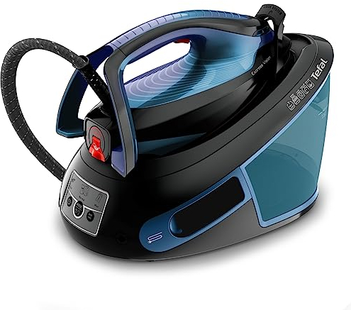 Tefal, Express Vision, Steam Generator Iron, 1.8L water tank, 7 Bar, 130 g/min continuous steam & 600 g/min steam boost, 2 min heat-up, Black and Blue, SV8155G0