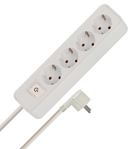 Brennenstuhl Steckdosenleiste 4-Fach (Mehrfachsteckdose mit Schalter, Flachstecker und 1,4m Kabel) weiß