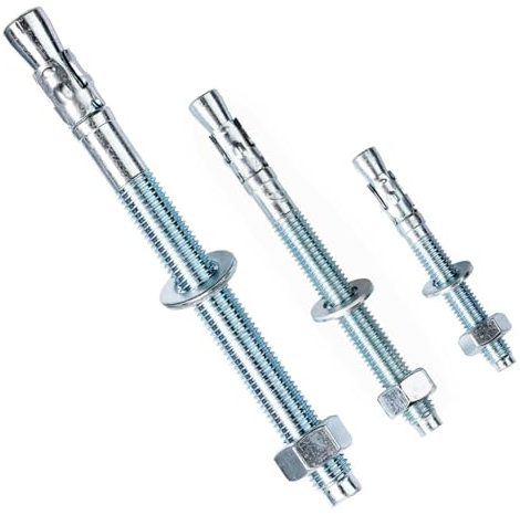 Schwerlastanker verzinkt M8 x 50mm (25 Stück) Stahlanker Schwerlastdübel Keilanker Bolzenanker korrosionsschutz, hohe Tragfähigkeit, inkl Mutter und Unterlegscheibe