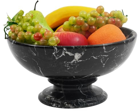 Radicaln Ciotola per frutta in marmo nero, 25,4 x 1,5 cm, fatta a mano, per decorazione della cucina, ideale come ciotola decorativa per bancone della cucina