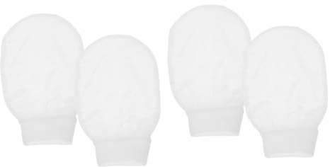 MAGICLULU 4 Stück Schlammbad Handtuch Reinigungshandschuhe Fäustlinge Duschzubehör Peeling-Handschuh Lotusfarbe Badetuch Lieferungen Badehandschuhe Schlamm reiben Die Seide Weiß