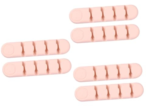 HOMSFOU 6stücke Kabel Organizer Selbstklebende Kabelclips Für Effektives Kabelmanagement Am Schreibtisch Für Ladekabel Usb-kabel Und Mehr Stark Haftend Rosa Silikon