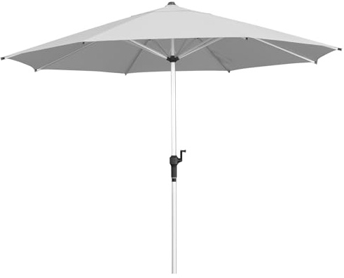 anndora Aluminium Sonnenschirm 300 cm mit Kurbelsystem - runder Sonnenschirm 3m Durchmesser - Farbe Silber Grau