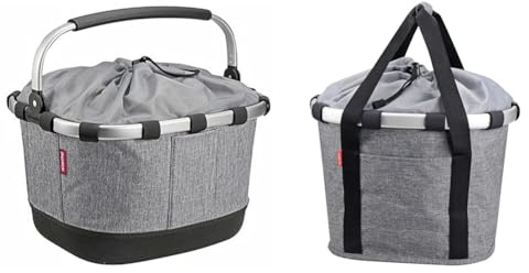 KlickFix Klick-Fix Unisex – Erwachsene Carrybag Gt, Grau, 24 Liter & KF880TS Unisex – Erwachsene Twist Fahrradkorb, Silber, Uni