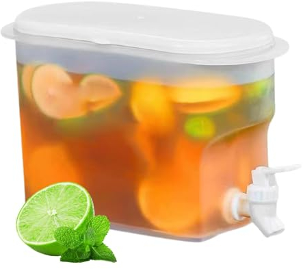 Dispensador de bebidas de 3,5 L con grifo, jarra de agua para nevera, dispensador de agua para nevera, hervidor frío con grifo, dispensadores de bebidas heladas recargables para bebidas refrescantes