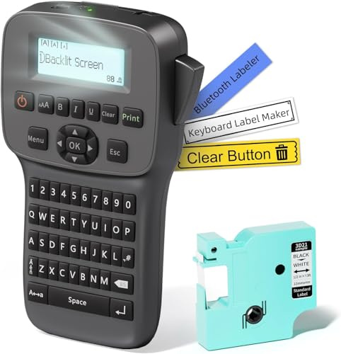 EazeID Industrielles Etikettiergerät Tragbares Beschriftungsgerät Bluetooth | Handgerät Etikettendrucker mit QWERTZ-Tastatur, Industrietauglich für Büro, Haushalt und Werkstatt, LM1600