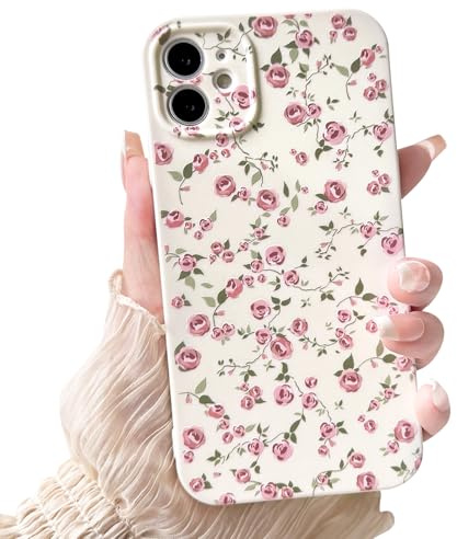 NITITOP Kompatibel mit iPhone 11 Hülle Niedliche Blume für Frauen Mädchen Blumen Rosendesign Vintage Stoßstange Stoßfest Handyhülle Weich Dünn TPU Mode Schutzhülle - Rosa