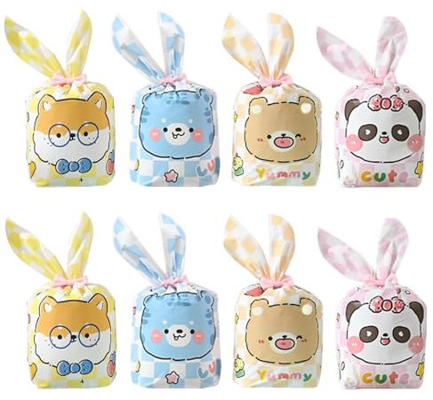 Geschenktüten Set,TANGGER 50pcs Süssigkeiten Beutel Süße Partytüte Tierohr Tüten Süßigkeiten Kekse und Geschenke,Tüten Kindergeburtstag mitgebsel,Candy Bar Zubehör