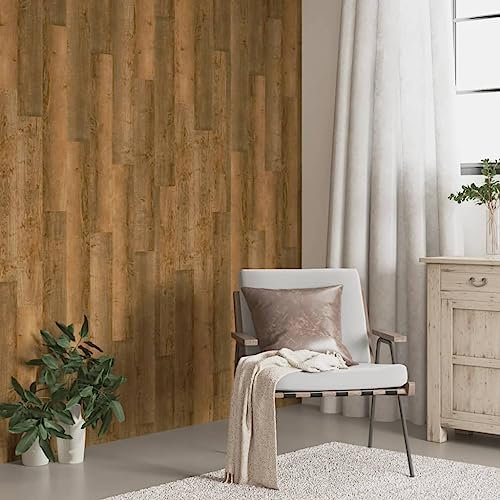 ShGaxin Panneaux muraux aspect bois PVC marron 4,12 m Panneaux décoratifs pour murs, revêtement mural, décoration de cuisine 3189144
