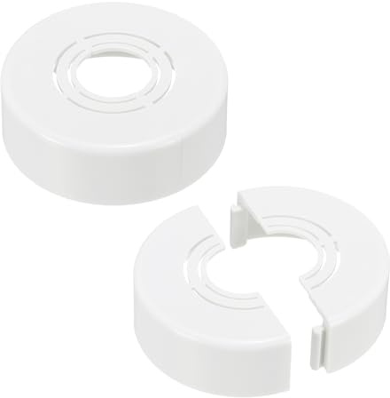 PATIKIL Rohrabdeckung Wand Split Flansch 20mm/25mm/32mm, 2 Stück Rohrmanschette 25mm dickes Zuschneidbares ABS Runde Armaturen-Abdeckung für Wasserrohrhahn Küchen Dekoration, Weiß