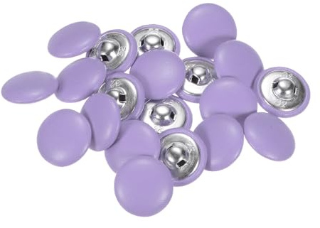 QUARKZMAN 20 Stück Knöpfe Lila Lederbezogene Knopf 20mm Lederknopf Metall Schaft Nähknöpfe Runde Lederüberzug Buttons für Strickjacker Mäntel Hosen Lederpolster Handtaschen