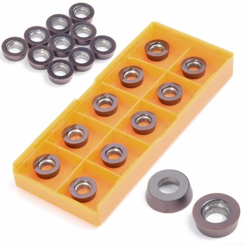Eawfgtuw Set di utensili per inserti in carburo RPMT1003MO VP15TF - 10 inserti di tornitura CNC per fresa tornio, semilavoratura e finitura, alta presa, forte resistenza, grande velocità di