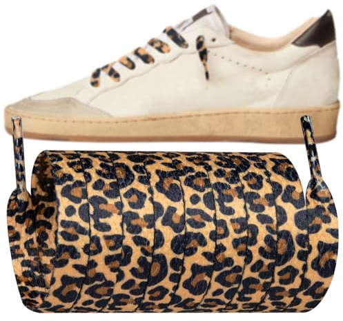 Endoto Lacci Leopardati per Golden Goose Scarpe, 8MM Piatti Maculati Stringhe Laces di Ricambio con Motivo di Leopard per GG Sneaker - 45 Pollici