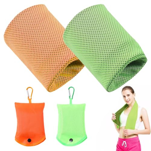 XUZWECP 2 Articoli Asciugamani Rinfrescanti in Microfibra, Asciugamano sportivo, assorbente e rinfrescante, Adatto per sport, fitness, viaggi, yoga, ciclismo