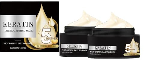 Keratin Revitalizing Creme Conditioner, Keratin Enrichment Creme, Hair Smoothing Moisture Deep Conditioner, Deep Conditioning for Dry Damaged Frizzy Hair Moisturizer (2 pc, 1)