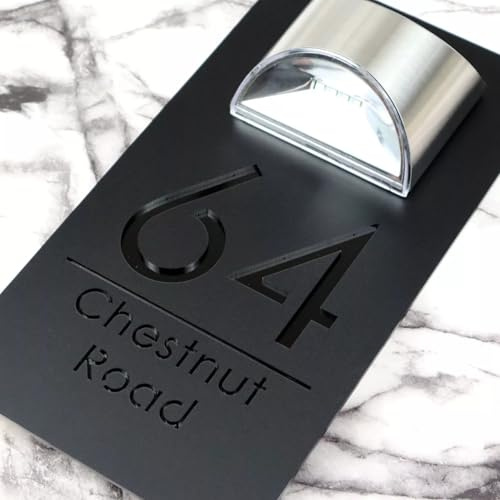 Personalisiertes Solar-Adressschild, beleuchtete Hausnummern für draußen, personalisiertes 3D-Solar-Türschild, Hausnummern für den Außenbereich (schwarz + schwarz)