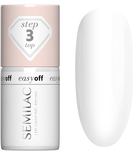 Semilac EASY OFF Nagellack Top LED LIGHT 7 ml – Hochglanz, mit LED-Lampe aushärten, einfach ohne Aceton