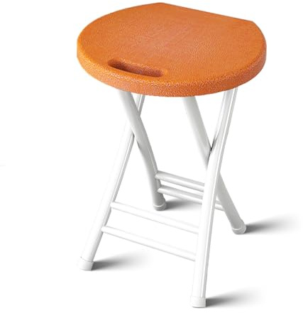Sedia pieghevole portatile per adulti, sgabello pieghevole in metallo da 48 cm con poggiapiedi, seduta in plastica, ideale per interni ed esterni, leggera con manico