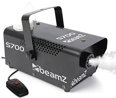 beamz S700 Professional Smoke Machine 700W with Fluid Included, Wired Remote Control - Compact DJ Fog Machine for Parties, Disco, Stage & Events (Black)
