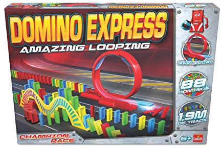 Domino Express Amazing Looping, Domino Spiel ab 6 Jahren mit Looping, Inklusive 88 Dominosteine, Geeignet als Geschenk für Jungen und Mädchen