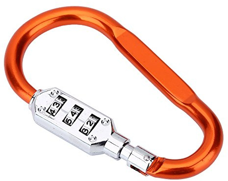 Mini Candado de Código Combinación de 3 Dígitos Forma Mosquetón Anillo D (Color : Naranja)