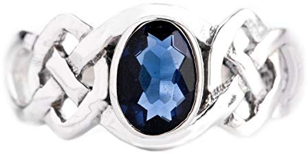 WINDALF Keltischer Ring IDÂNA 10 mm Blauer Saphir mit keltische Liebesknoten 925 Sterlingsilber