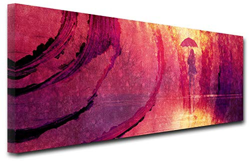 Declina Großformat, Kunstdruck auf Leinwand, Dekoration für Wohnzimmer, modernes Leinwand, Panoramabild im Regen, 80 x 30 cm, Mehrfarbig, Leinen, Mehrfarbig, 120x50 cm