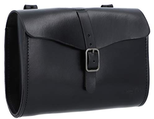 Gusti Satteltasche Leder - Marianne V. Damen und Herren Lenkertasche Ledertasche diebstahlsicher Fahrradtasche Fahrrad Werkzeugtasche Vintage Zubehör Gadget Schwarz